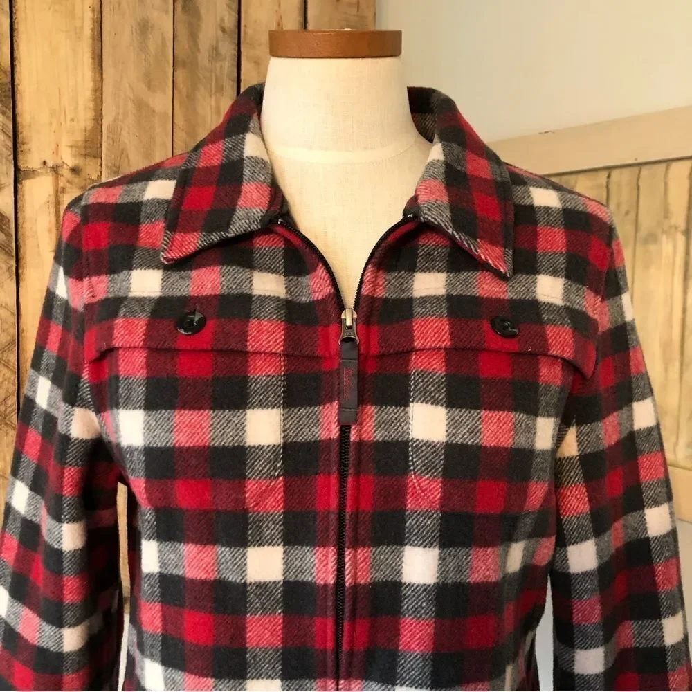 WOOLRICH Plaid Multi Color Thick‎ Zip Up Jacket With Pockets Size Medium